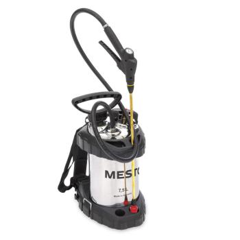 MESTO INOX BM 7.5 3598BM – Edelstahl-Hochdrucksprühgerät mit 7,5 L Volumen, Tragegurt, Messinglanze und Manometer